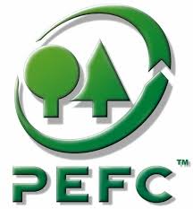 Símbolo de PEFC papel reciclado con fibras